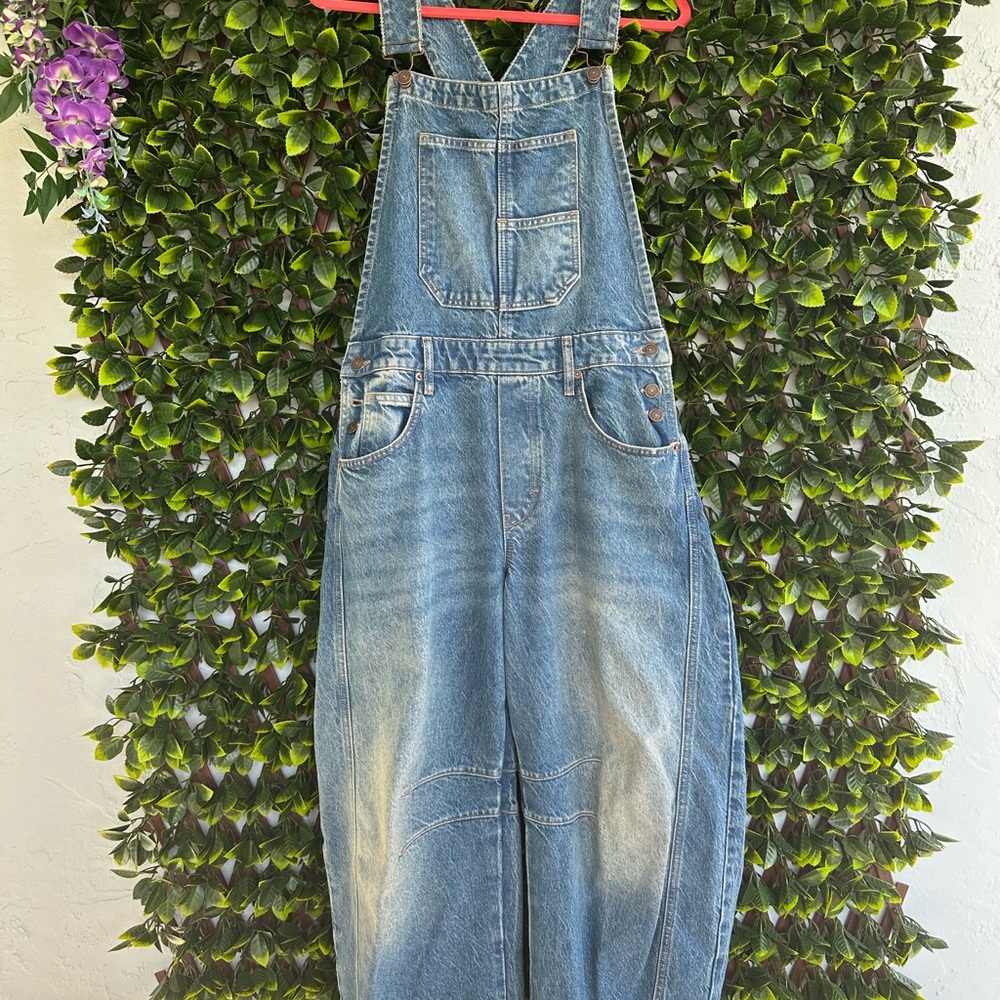 We The Free Classic Blue Denim barrel Overalls